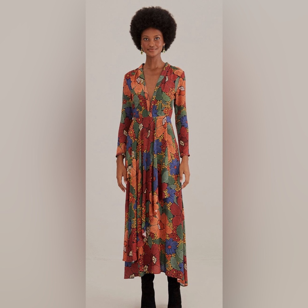 Farm Rio Black Flower Sketch Maxi